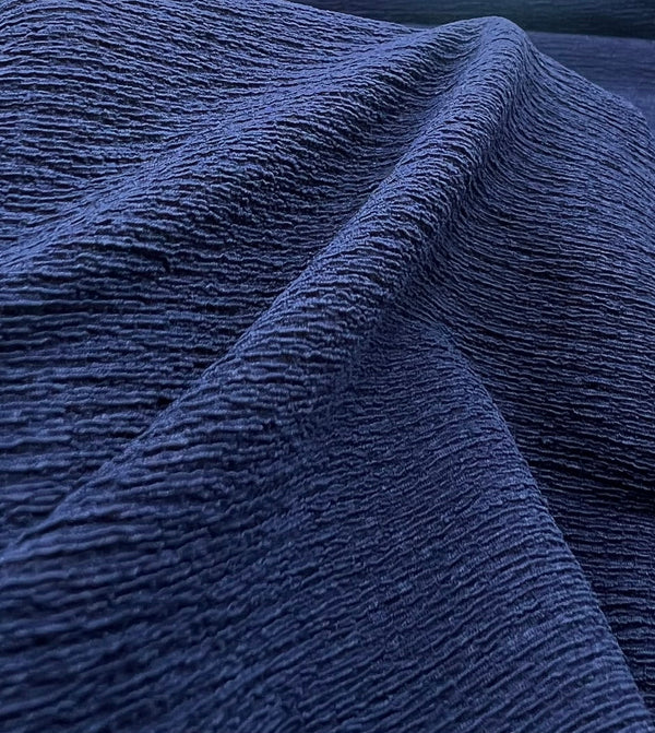 Navy Textured Tree Bark Stretch Dress Craft Fabric