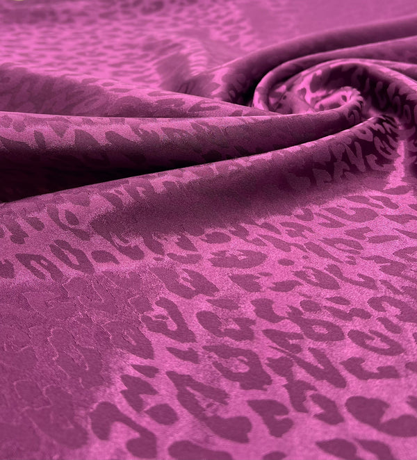 Purple Animal Silky Satin Feel Non Stretch Fabric