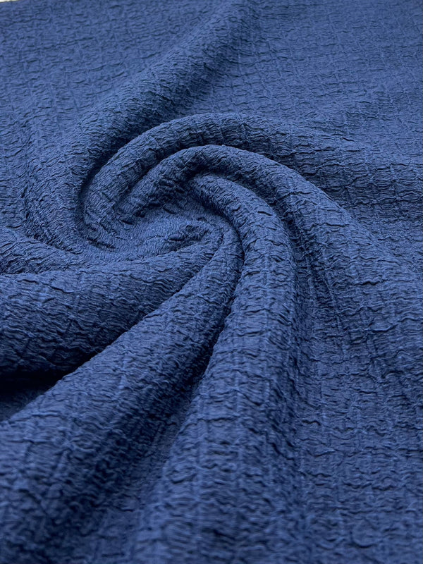 Navy Nacho Soft Textured Stretch Fabric