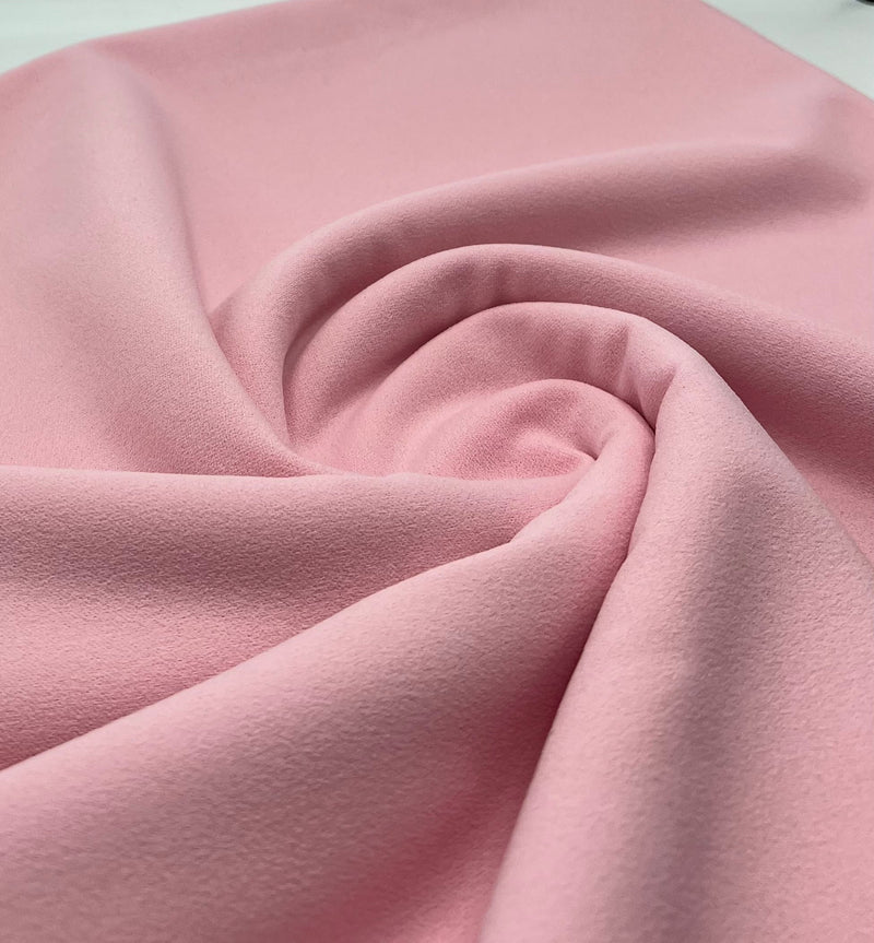 Plain Baby Pink Scuba Crepe Stretch Jersey Fabric 4 Way Stretch