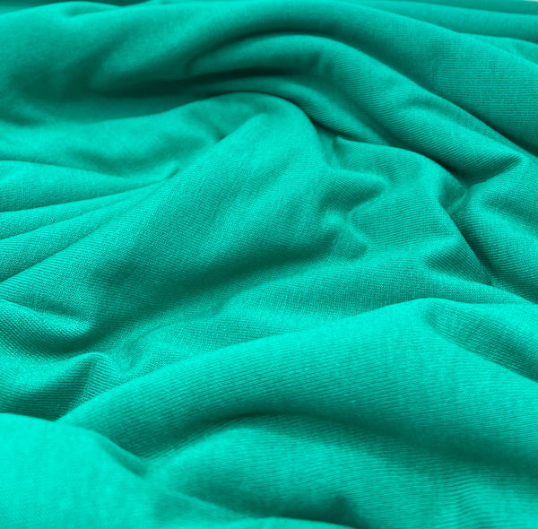 Plain Jade Green Viscose Elastane Fabric 4 Way Stretch Jersey