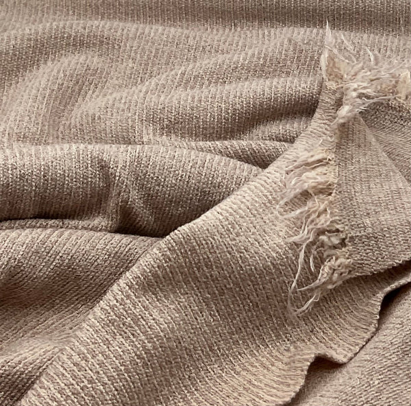 Stone Soft Brushed Cosy Fine Rib Stretch Fabric