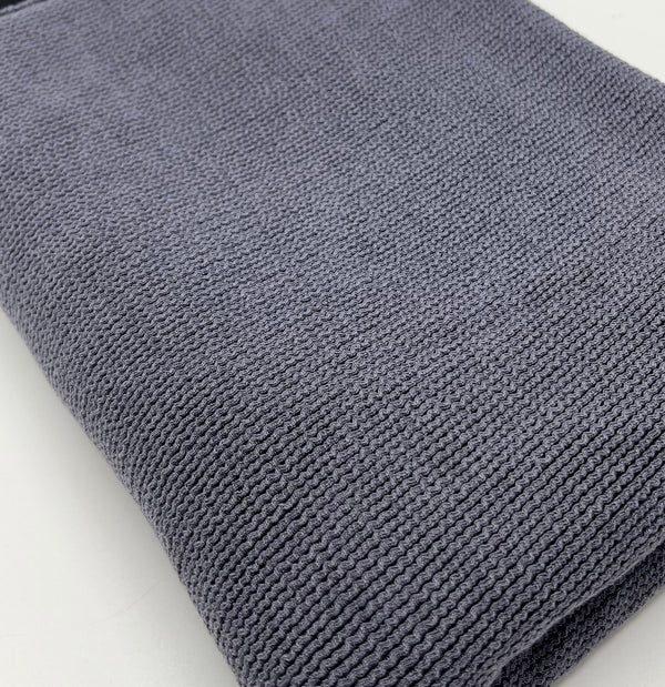 Slate Grey & Black Crinkle Rope Rib Stretch Fabric