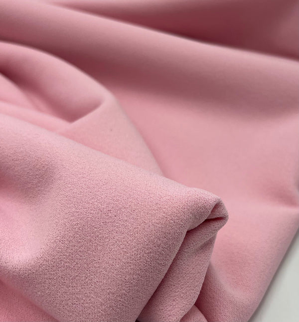 Plain Baby Pink Scuba Crepe Stretch Jersey Fabric 4 Way Stretch