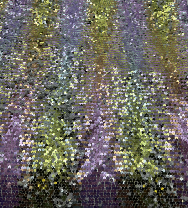 Lilac Gold Sequin Detail Textured Mesh Stretch Fabric
