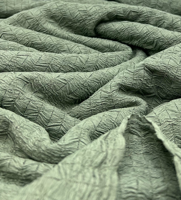 Khaki Green Textured 2 Way Stretch Fabric