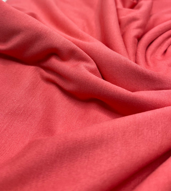 Plain Coral Viscose Elastane Fabric 4 Way Stretch Jersey