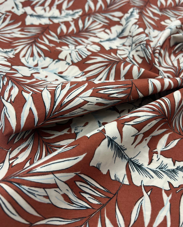 Terracotta Leave Lightweight Fabric 70GSM Non Stretch