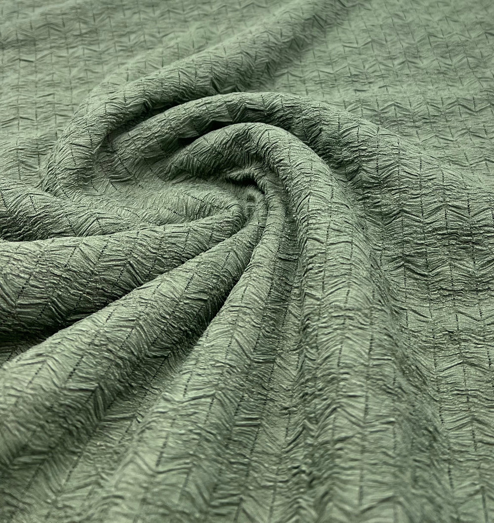 Khaki Green Textured 2 Way Stretch Fabric