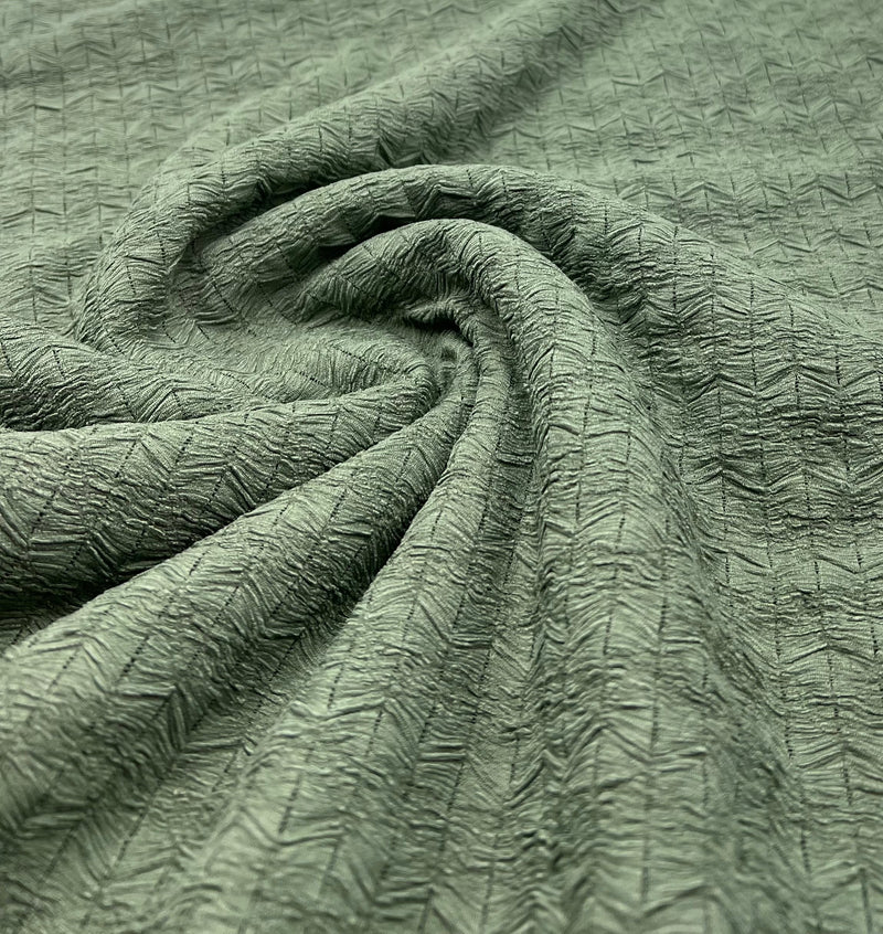 Khaki Green Textured 2 Way Stretch Fabric