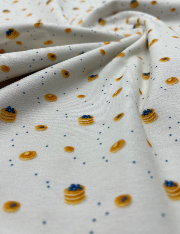 Blueberry Brunch Print Cotton Stretch Jersey 200 GSM 95/5 Lycra 4 Way Stretch