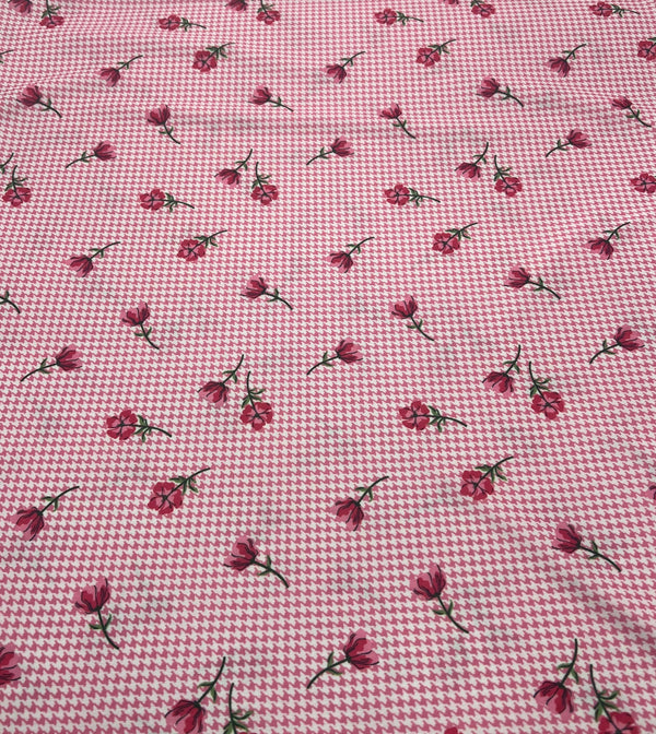 Pink Flower Floral Lightweight Stretch Fabric