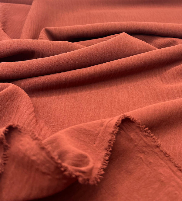 Plain Autumn Brown Ocean Crepe Stretch Fabric Non Stretch