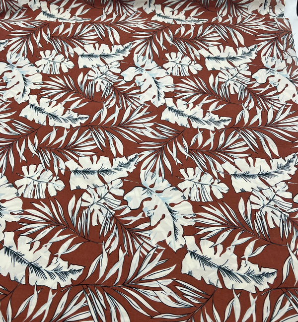 Terracotta Leave Lightweight Fabric 70GSM Non Stretch