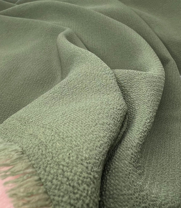 Khaki Green Plain Lightweight Bubble Crepe Fabric