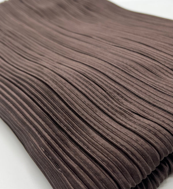 Chocolate Brown Plisse Pleated 2 Way Stretch Fabric