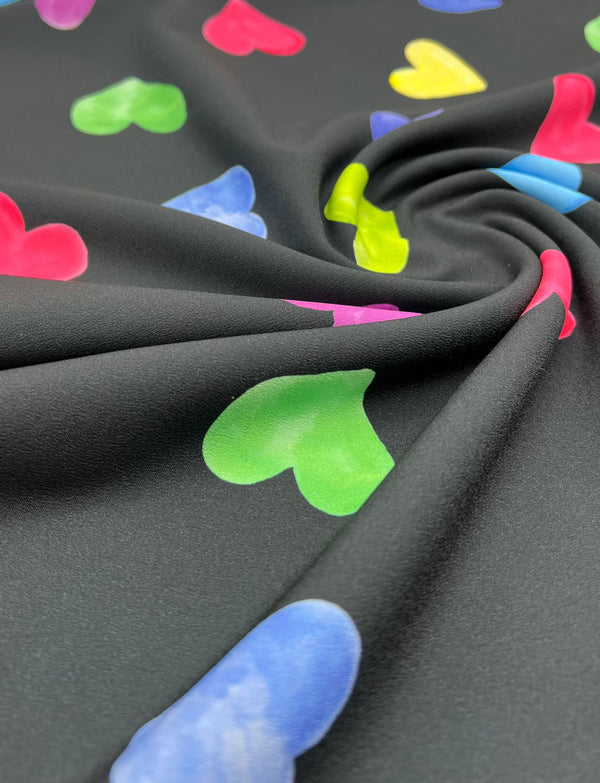 Love Heart Lightweight Crepe Fabric 160GSM Non Stretch