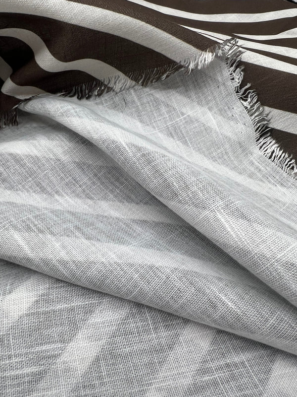 Brown Diagonal Stripe Linen Look Non Stretch Fabric