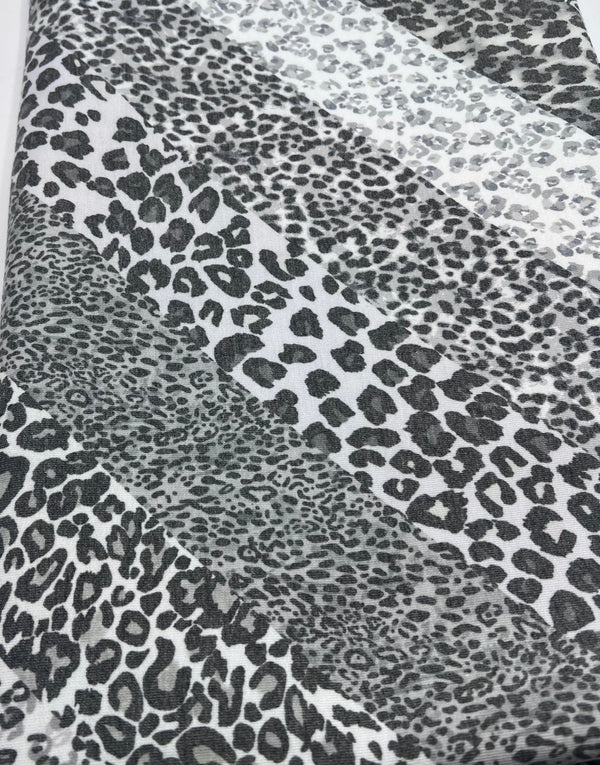 Grey Mixed Animal Stripe French Terry Loopback Fabric