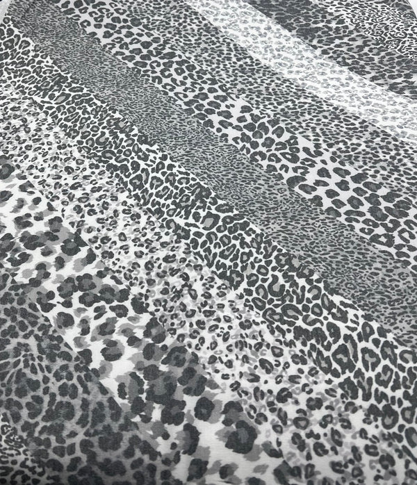 Grey Mixed Animal Stripe French Terry Loopback Fabric