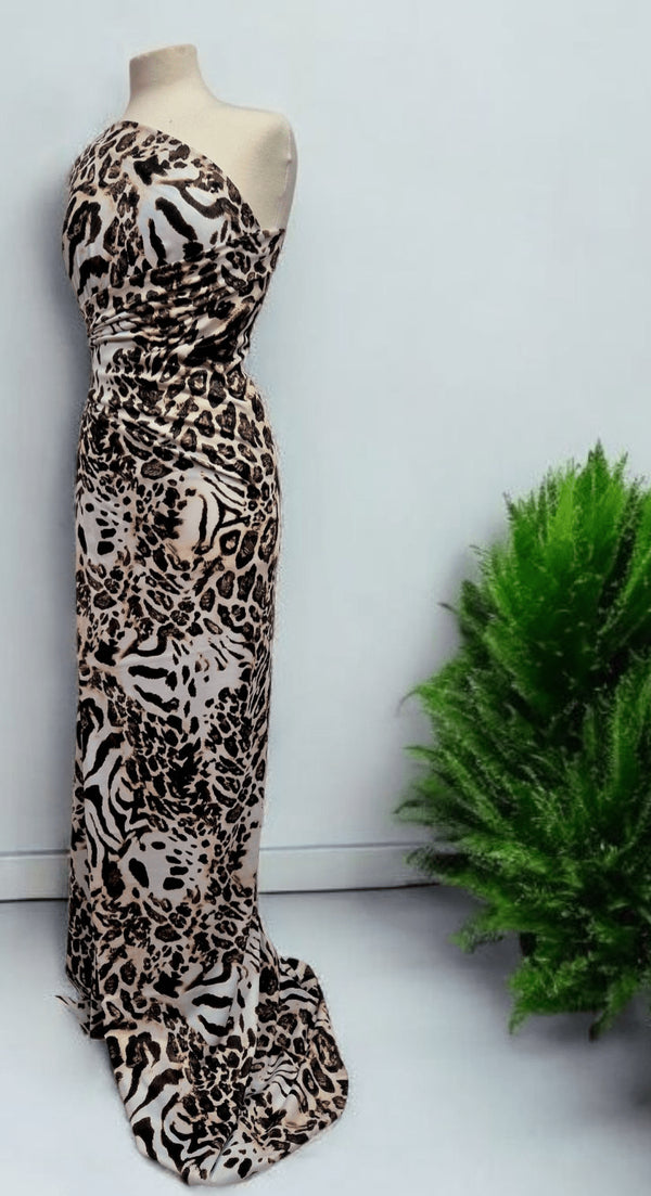 Animal Mix Spun Poly Stretch Fabric