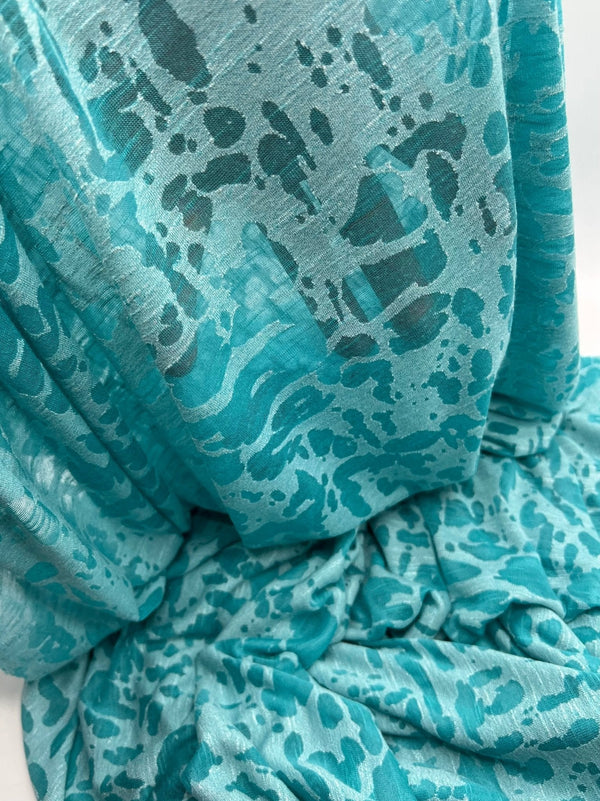 Aqua Blue Burnout 2 Way Stretch Fabric
