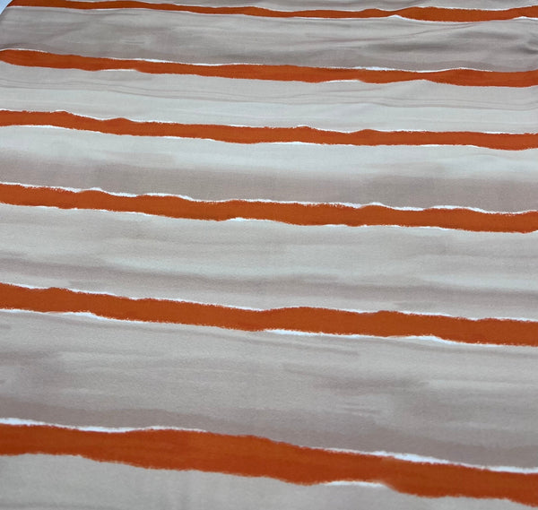 Beige Orange Stripe ITY Fabric