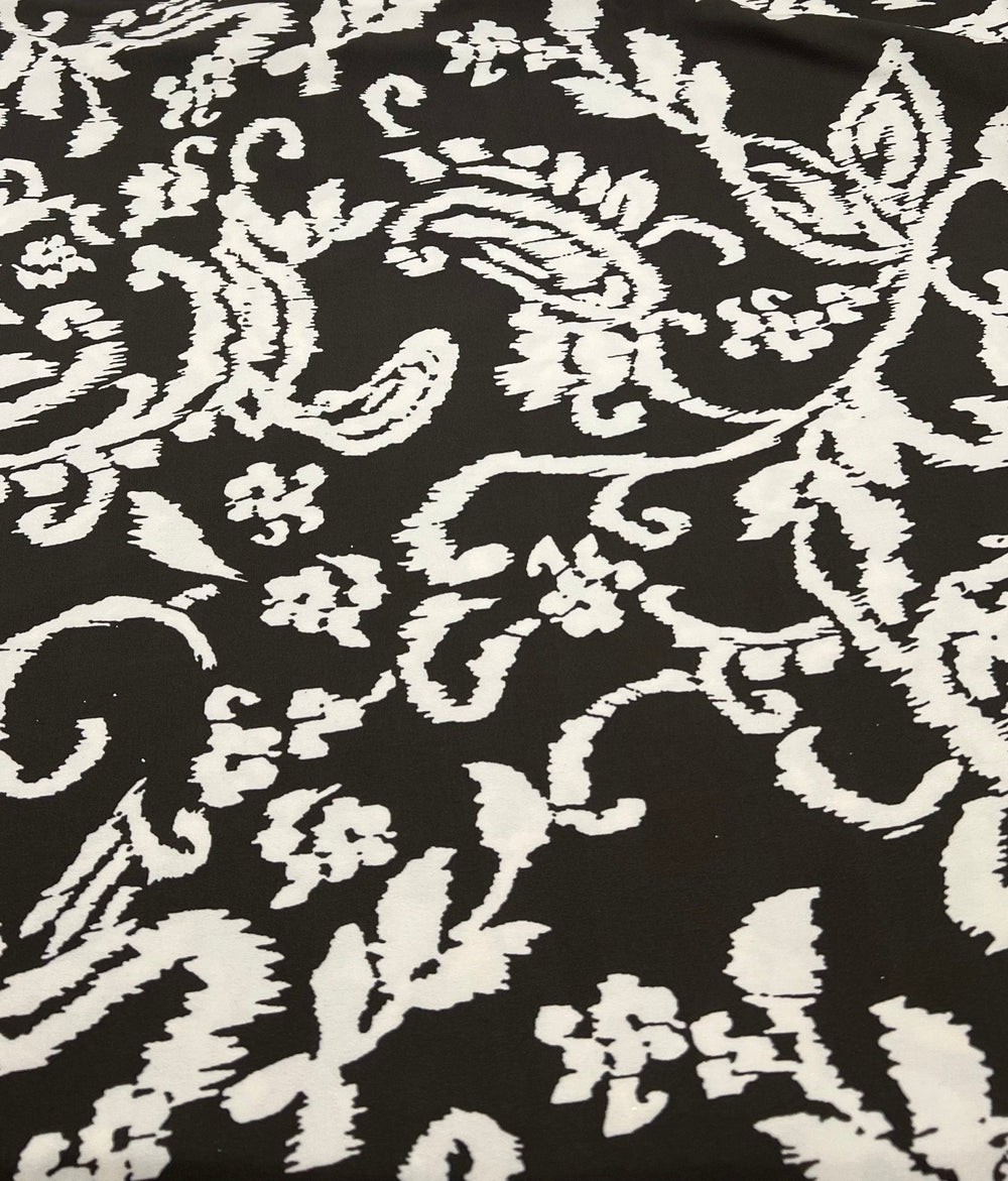 Beige Print Floral Print ITY Fabric 2 Way Stretch