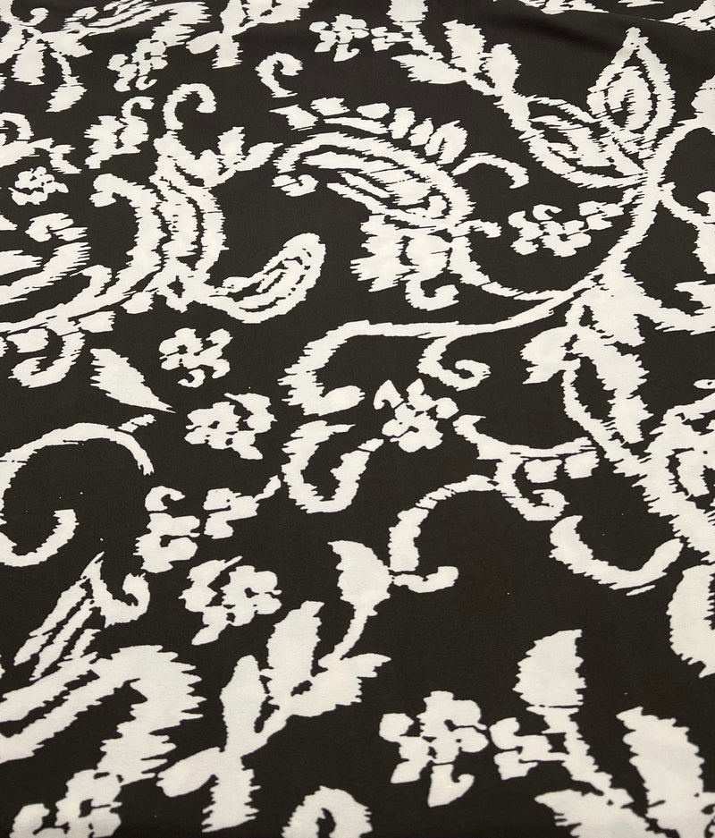 Beige Print Floral Print ITY Fabric 2 Way Stretch