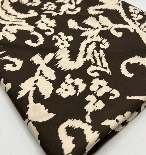 Beige Print Floral Print ITY Fabric 2 Way Stretch