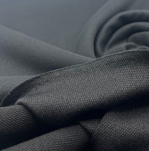 Black 235GSM Poly French Terry Loopback Fabric