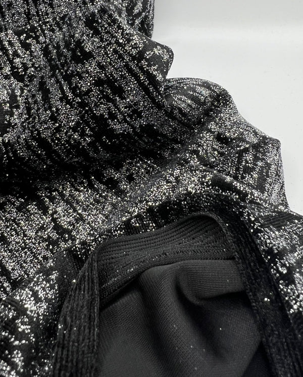 Black All Over Glitter Velour Spandex Stretch Fabric