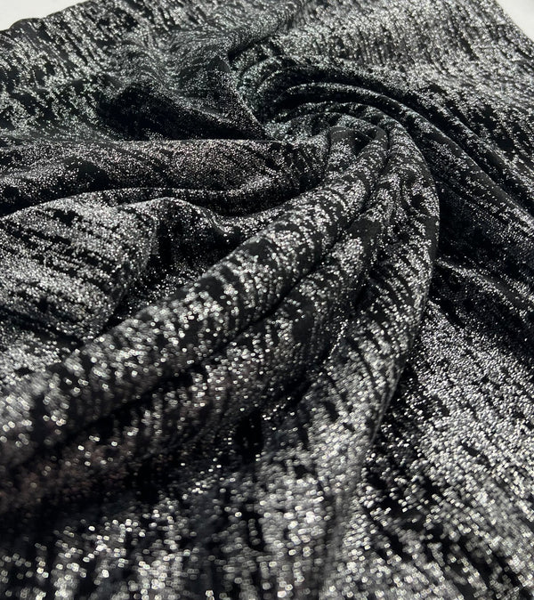 Black All Over Glitter Velour Spandex Stretch Fabric