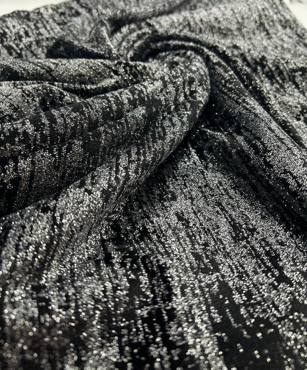 Black All Over Glitter Velour Spandex Stretch Fabric