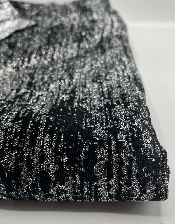 Black All Over Glitter Velour Spandex Stretch Fabric