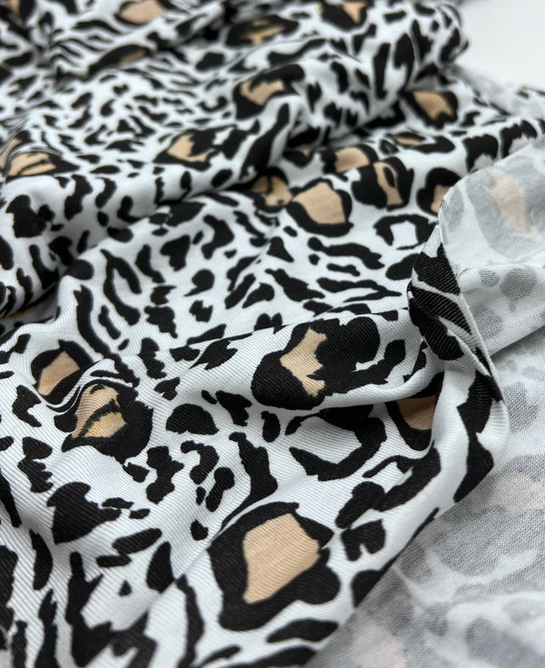 Black Beige Animal Print Viscose Elastane Fabric