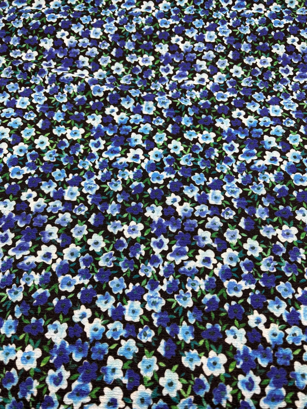 Black Blue Green Floral Tree Bark Stretch Dress Craft Fabric