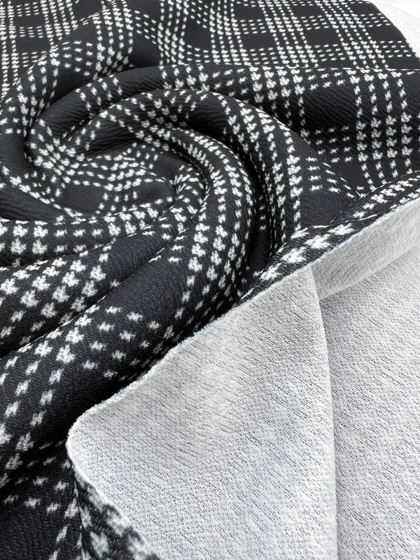 Black Check Print Liverpool Bullet Stretch Fabric