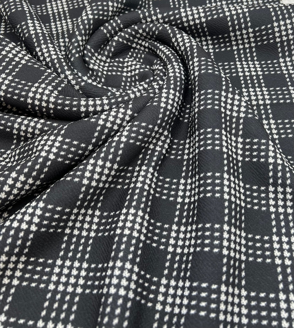Black Check Print Liverpool Bullet Stretch Fabric