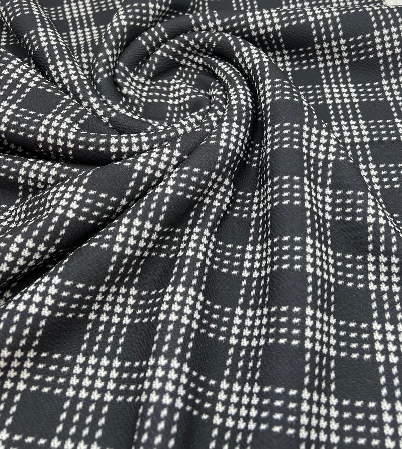 Black Check Print Liverpool Bullet Stretch Fabric