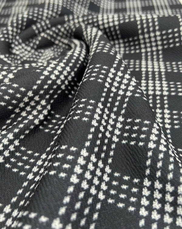 Black Check Print Liverpool Bullet Stretch Fabric