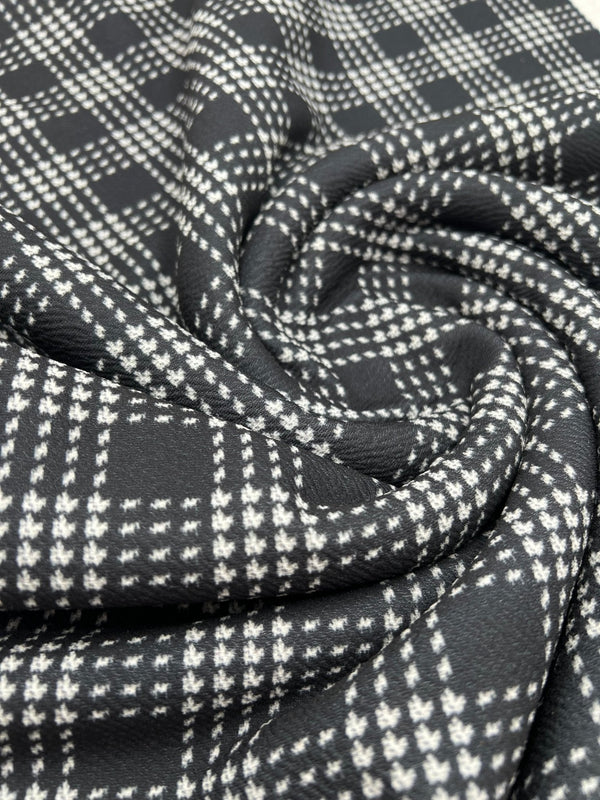 Black Check Print Liverpool Bullet Stretch Fabric