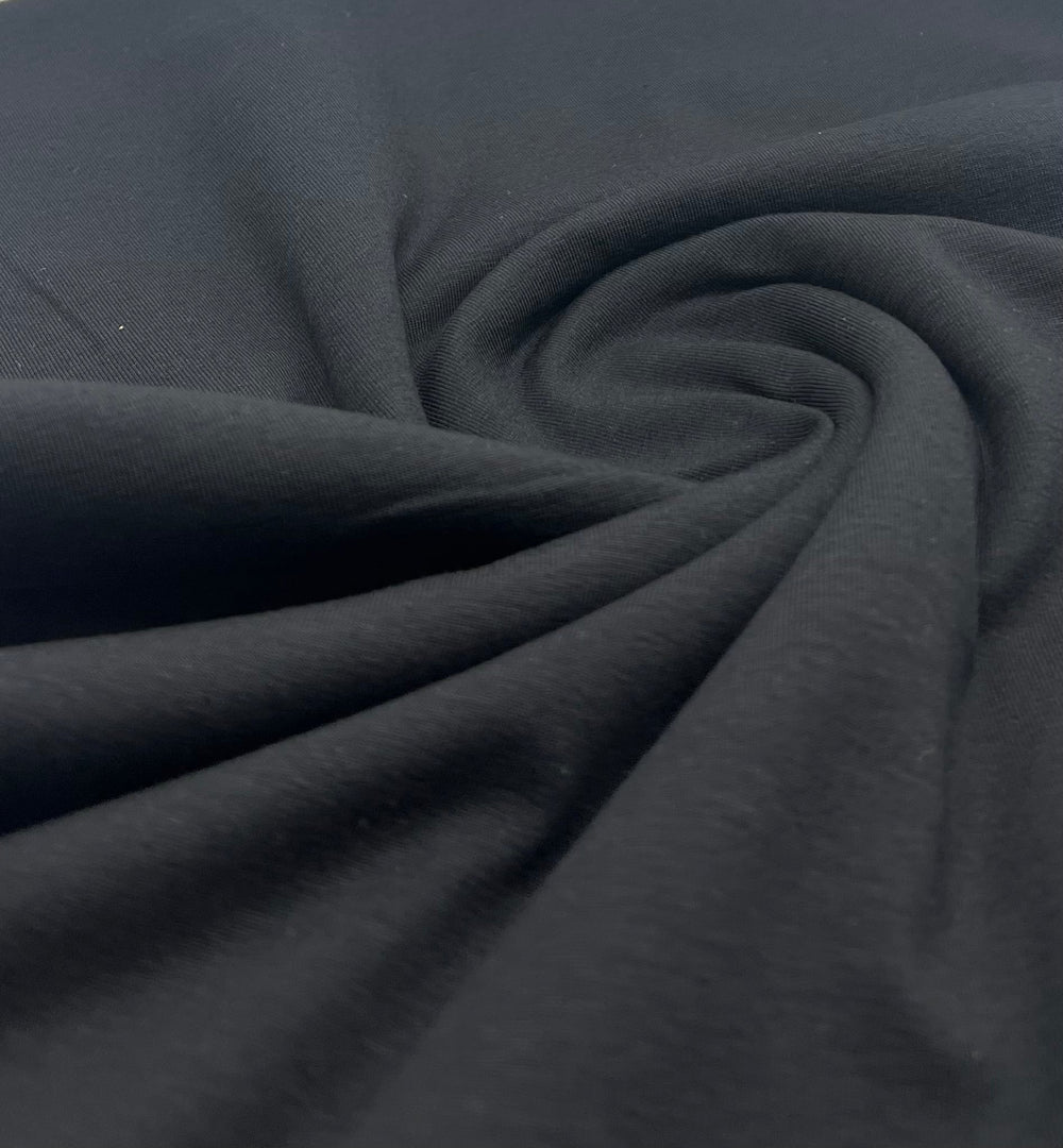 Black Cotton Stretch Jersey 200 GSM 95/5 Lycra 4 Way Stretch