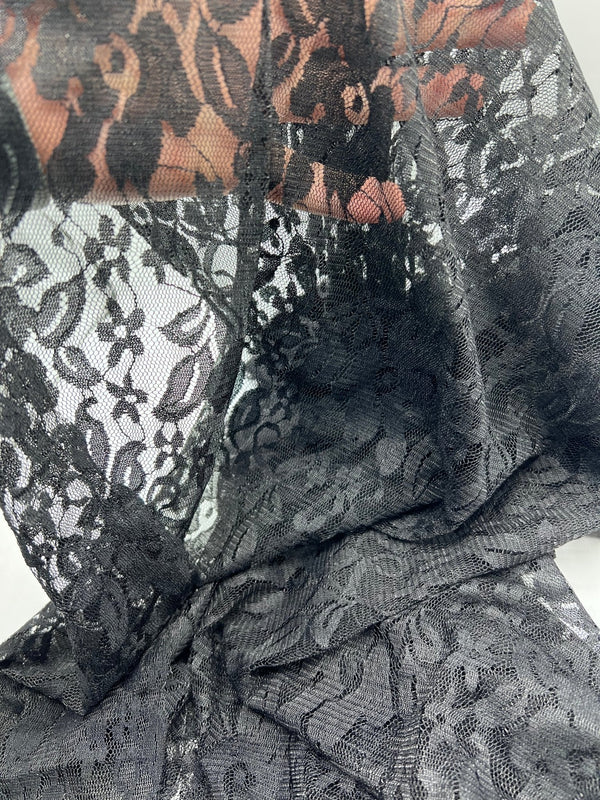 Black Floral Lace Fabric Stretch