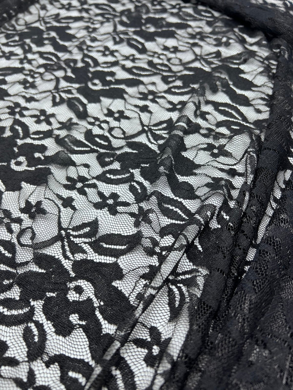 Black Floral Lace Fabric Stretch