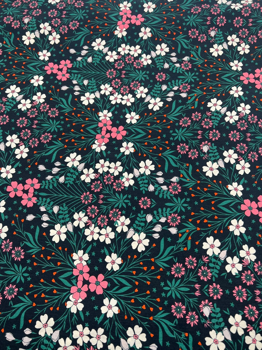 Black Floral Leaves Lightweight Non Stretch Woven Dress Craft Fabric