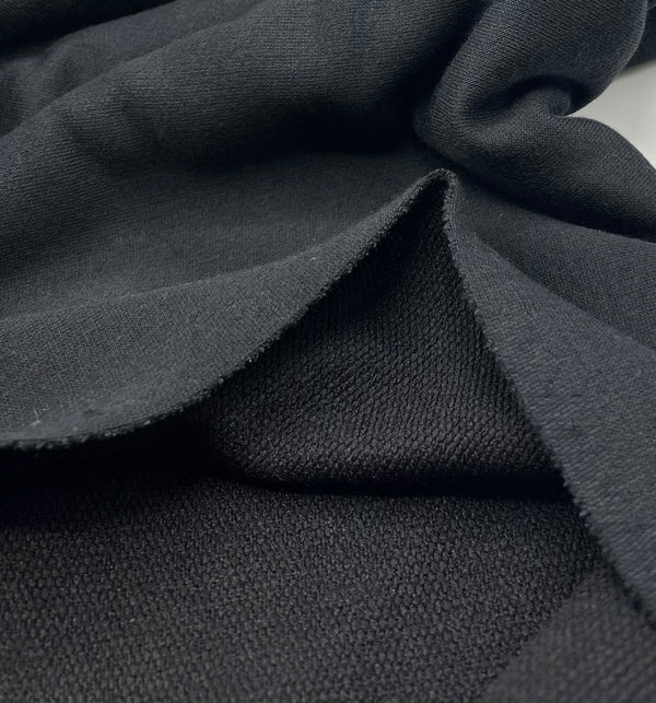 Black Thick French Terry Loopback Fabric