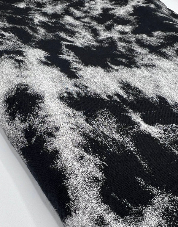 Black Large Grey Tie Dye Print Viscose Elastane Fabric