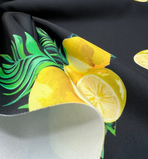 Black Lemon Plain Scuba Fabric