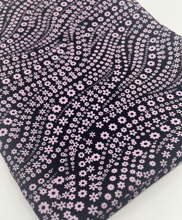 Black Lilac Floral Non Stretch Woven Fabric